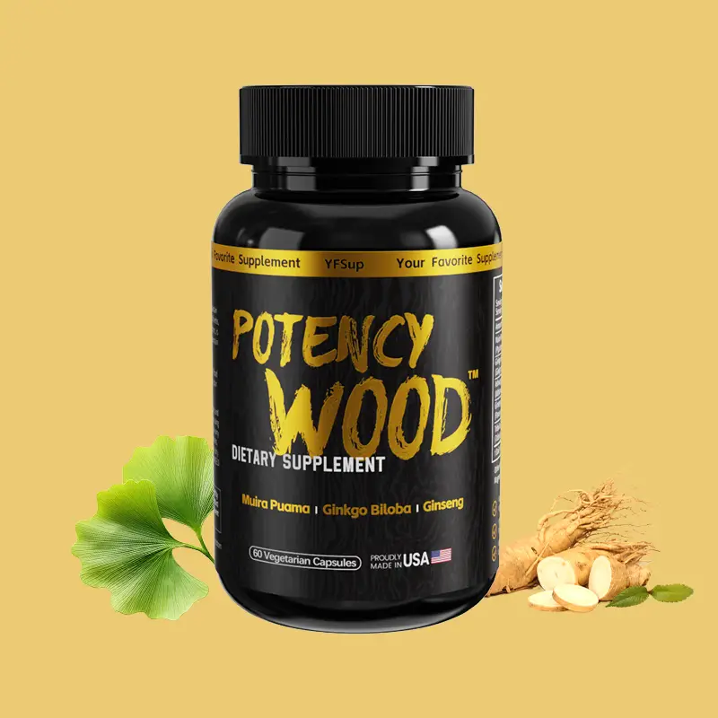 Potency Wood Energy Stamina Supplements - Ginseng Ashwagandha Gingko Tribulus, Adaptogen, Brain, Immune Health, Antioxidants, Anti-imflammation