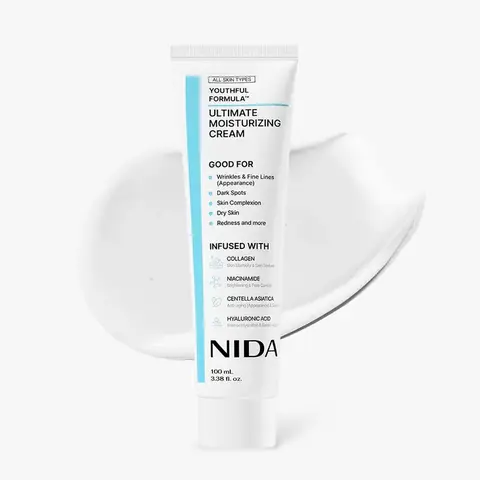 NIDA Youth Moisturizing Face Cream 100ml, CollagenNiacinamide Centella & Hyaluronic Acid, Reduce Dark Spots& Wrinkles, Dark Spots, Skincare Hydrating Daily MoisturizerMoisture Hydrate