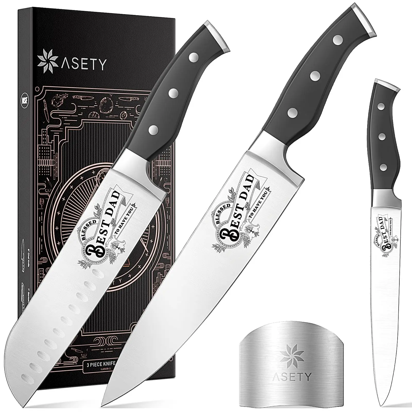 ASETY Dad/Mom Birthday Gifts from Daughter Son Kids, Gifts for Dad, Men, Presents for Father, Best Dad Ever Gifts, Kitchen Knife with Elegant Box, Hol