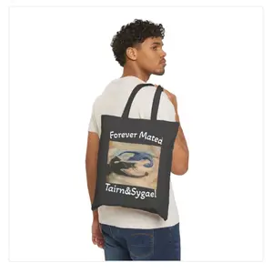 Tairn&Sygael Quilted Puffer Tote with Makeup Pouch - Forever Mated Design Black Canvas Bag