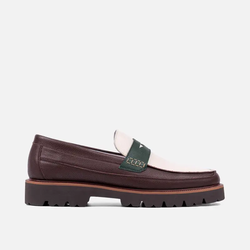 Adler Light Blue Leather Lug Penny Loafers - TikTok Shop display picture 1