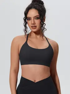 Women's Sports Bra, Wireless Sports Bra, U-Neck Thin Strap Sport Vest with Padding, High Elasticity Breathable Quick-Dry Gym Bra, Ideal for Training Pilates Fast Walking