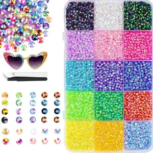 18000Pcs 15 Color 3mm Resin Jelly Rhinestones for Crafting Bedazzling Multicolor 3mm Flatback Gems for Crafts Clothing Clothes Tumblers Shoes Nails Flat Back Mixed Color Bulk Bedazzler Kit Jewels with Gifted Tools Shimmer Colorful