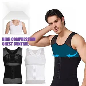 Men Gynecomastia Body Shaper Sleeveless Posture Corrector  Waist Control Tummy Trimmer Tops