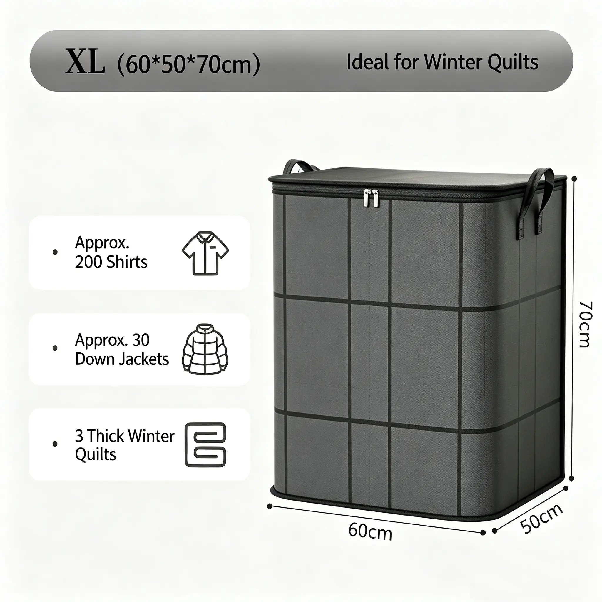 Large-Capacity Fabric Moving Storage Bin with Zippered Closure, Home Organizer for Quilts, Bedding & Sweaters, Ideal for Closet or Bedroom Use