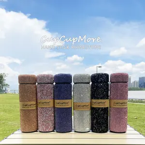 Live Cupcupmore 16oz Bling Rhinestone Vacuum Flasks Double Wall Stainless Steel Insulated tumbler with Leak-proof Lid Glitter Water bottle,Sparkle Portable Thermal Mug for Women Men,Keeps Cold 12 Hours and Hot 6 Hours Shiny Drinkware Cup