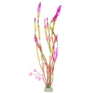 VOCOSTE 1 Pc Fish Tank Aquarium Decorations Artificial Plants, Plastic Artificial Water Plants for Aquarium, Grass Pink, 12.2"