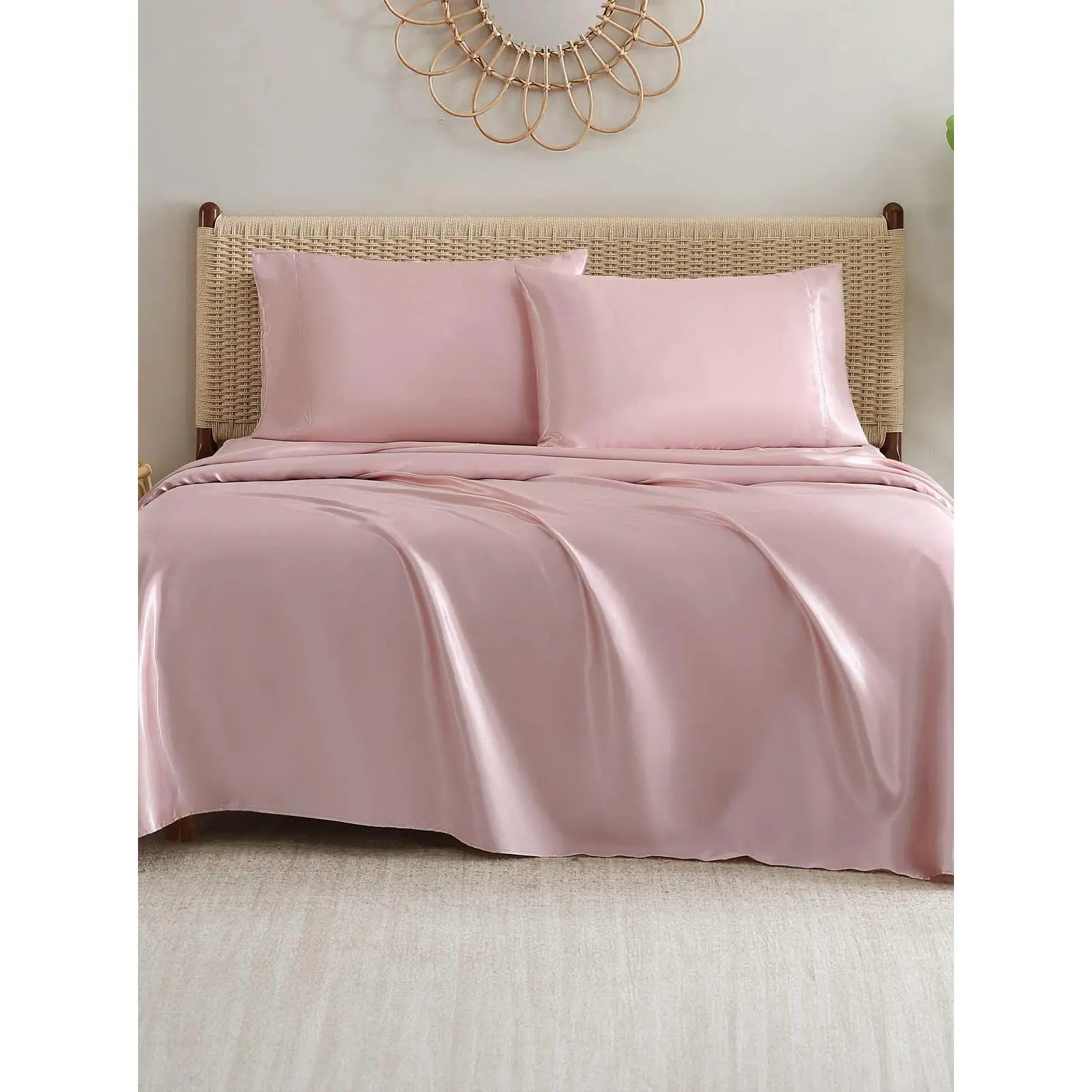 Silky Satin Sheet Set in Pink Lotus