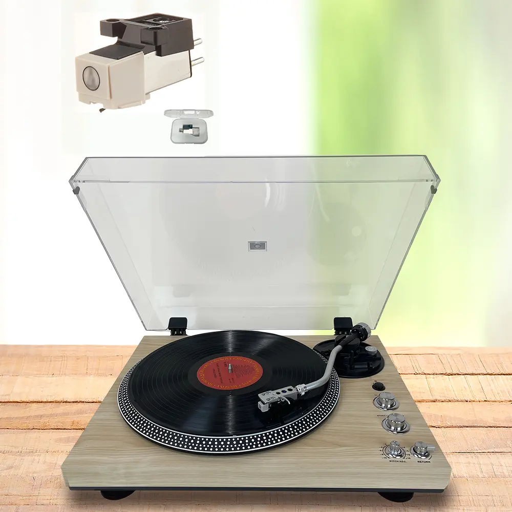 Vintage Belt-Drive Turntable for Vinyl Records, 2-Speed LP Player with AT3600L Record Needle Replacement & Turntable Cartridge, RCA Line Output, Halloween Thanksgiving Gifts