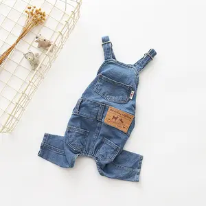 New pet dog European and American style water washed denim comfortable and elastic jeans pet overalls