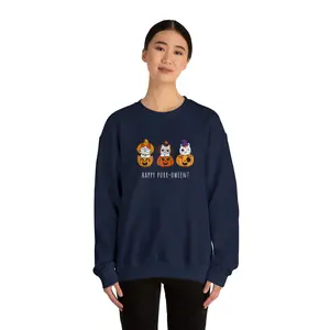 Cat Halloween Sweater, Women's Sweater, Fall Sweaters For Women, Halloween Cat Sweatshirt, Gifts for Her, Fall Crewneck, Fall Pet Sweater