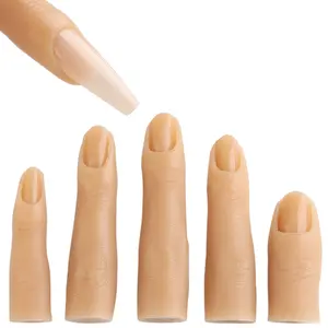 Fcozpjk Silicone Practice Fingers for Acrylic Nails 5PCS Soft Fake Fingers for Nail Art Practice Nail Training Mannequin Finger Nail Practice Hand for Acrylic Nail Kit
