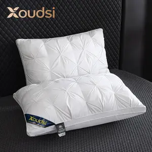 Advanced goose feather down pillow, luxury style of five-star hotel, super soft and fluffy, cotton fabric, white goose feather filled pillow core, suitable for all seasons