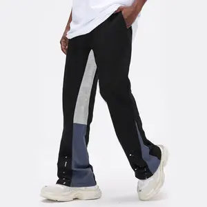 GINGTTO Men's Fashion Stacked Flared  Sweatpants Casual Patchwork Athletic Streetwear Pants