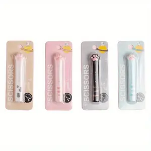 4 models Cat Paw Shaped Scissors Cute Style, Multi functional Convenient, Stainless Steel Material, DIY Safe Scrapbooking Scissors