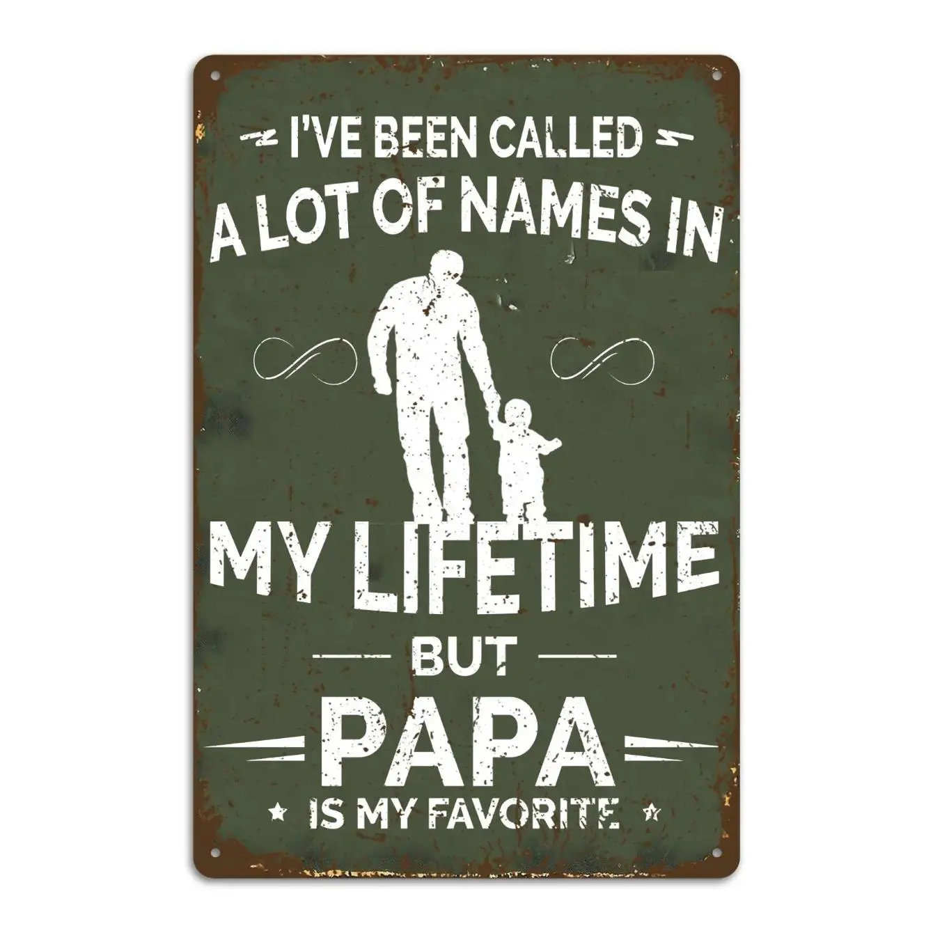 8x12 Inch Vintage Papa Quote Metal Sign, I’ve Been Called A Lot Of Names But Papa Is My Favorite Father Child Silhouette Wall Art, Rustic Farmhouse Garage Bar Decor, Meaningful Father’s Day & Birthday Gift For Grandpa Papa