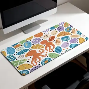 Premium Colorful Octopus And Sea Shell Illustration High Quality Mouse Pad Modern Office Gaming Comfort Experience Non Slip Durable For Daily Work And Play 40*80 Size.