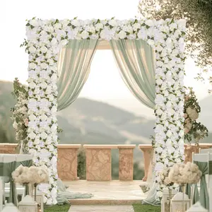 6Pcs Artificial Peony Flower Garland – Silk Faux Floral Runner with Purple Blooms for Wedding Table, Wall, Stairs, Party Decoration & Romantic Backdrop