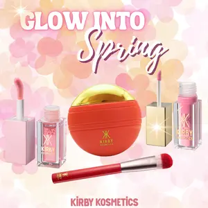 Kirby Kosmetics Bundle: Glow Into Spring - Skin Tint, Lip Oil, Blush, Brush, Hydrating Concealer, Travel-Friendly Makeup Set, Hyaluronic, Coconut Radiance
