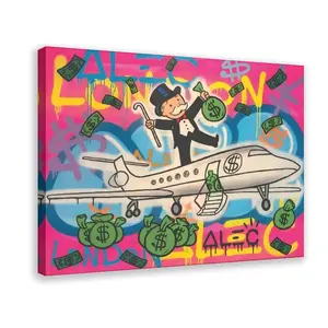 Alec-Monopolys Graffiti Millionaire Money Plane Canvas Art Poster And Wall Art Picture Print Modern Family Bedroom Decor Posters