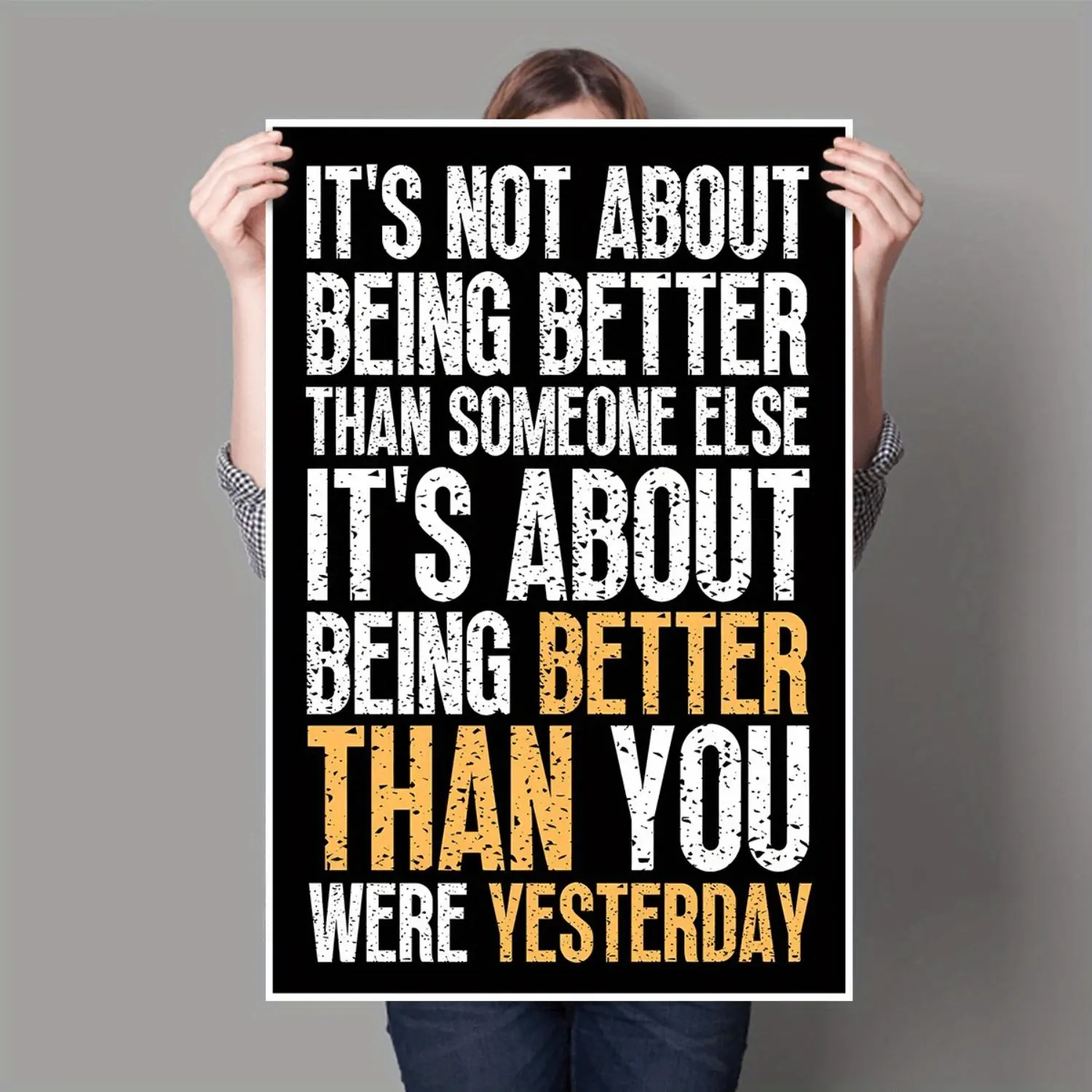 2D Flat, 2D Flat, One-Piece Classic Glitter Canvas Wall Art Featuring an Inspirational Quote - a Reusable Fabric Motivational Poster Suitable for Home, Office, Or Living Room. It Is Fade-Resistant, Easy to Hang, And Frameless