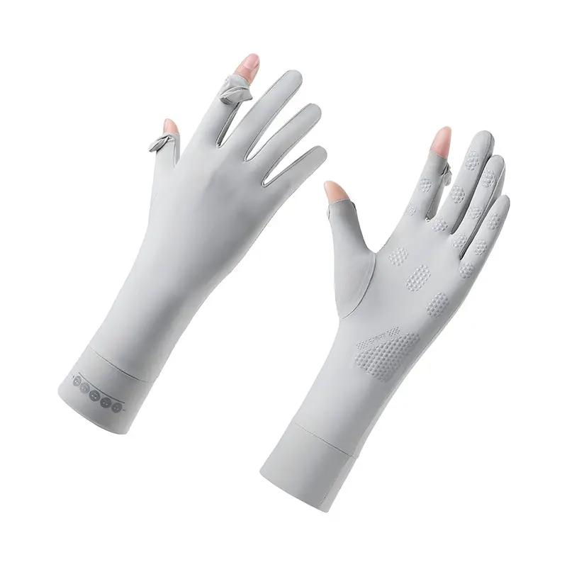 Women's Sunscreen Gloves Summer Anti-Slip, UV Protection, Extended Wrist, Touchscreen, Ice Silk, Driving and Cycling Sunscreen Gloves