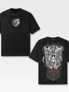 Fullmetal Alchemist Edward Elrick Gate of Truth Anime T-Shirt - Vintage Washed Heavy Cotton Loose Fit Round Neck Tee with Edward Elric Alchemist Design for Casual Wear, Machine Washable for Adults