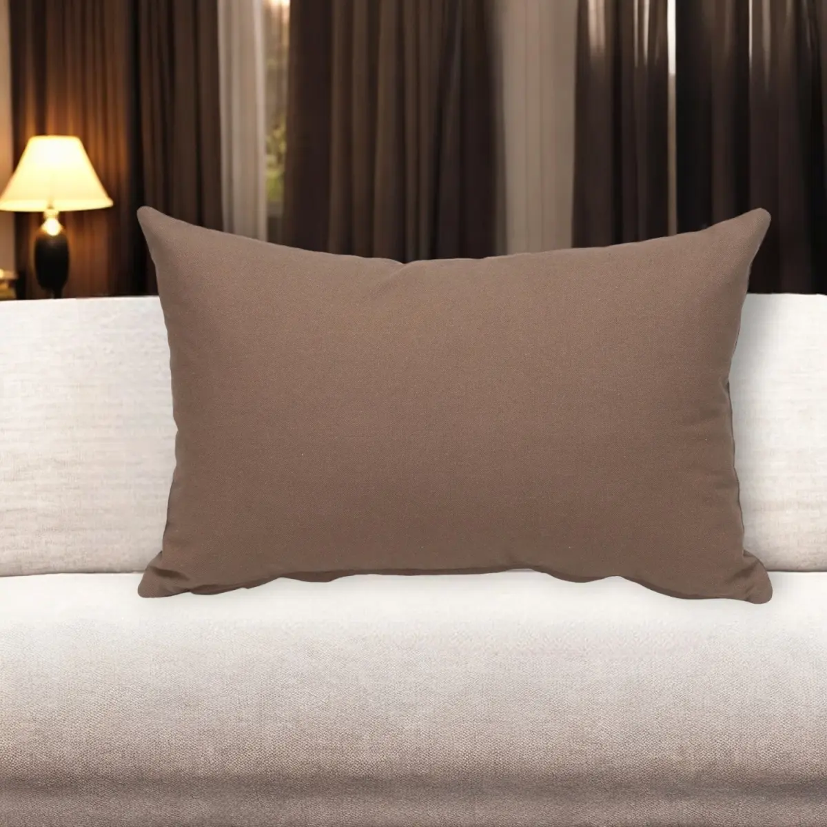 HomeRoots Brown Cotton Decorative Lumbar Throw Pillow - 12x18 in, Machine Washable, Reversible, Both Sides Same, Includes Zipper, Soft Cushion for Bedroom Bedding, Apartment Decor