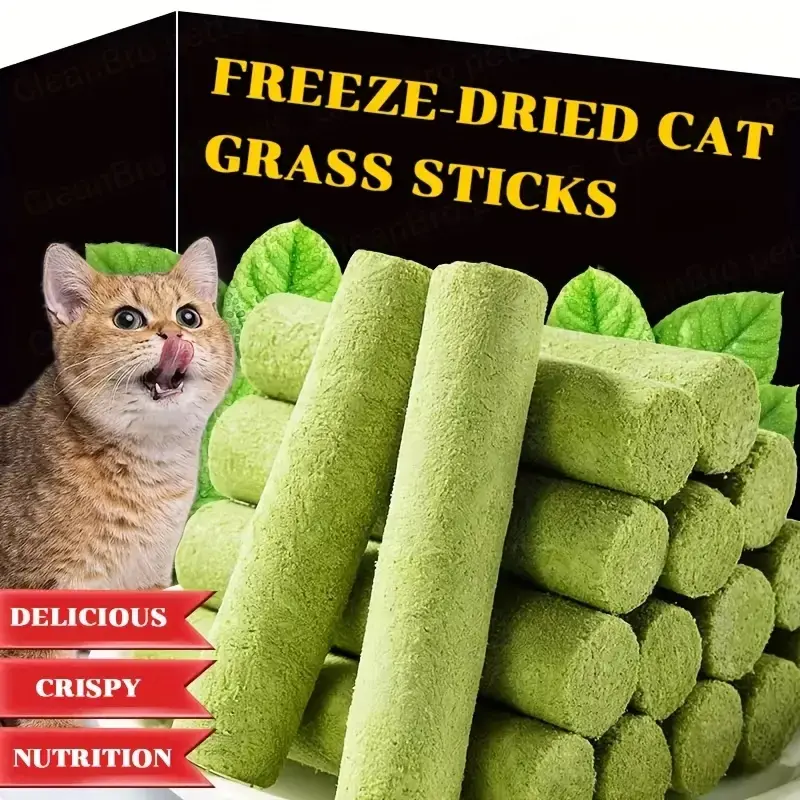 Cat Grass Teething Stick, Cat grass treats Cat Grass Stick Canned for Indoor Cats, Cats Treats Hairball removal Relief and Teeth Cleaning cat grass treat hairball control snack stick hair ball oral health