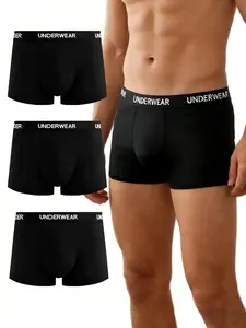 3 pcs Men's Solid color leisure flat cornered underwear, Soft, loose men's underwear, Boxer briefs, suitable for Four Seasons and daily wear