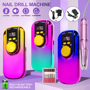 Bicolor Electric Nail Drill - 35,000 RPM, LED Display, Adjustable Speed, 6 Drill Bits, Portable & Easy to Use