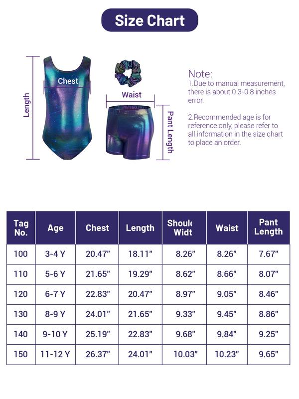 Gymnastics Leotards for Girls with Shorts Set, Kids Gymnastics Athletic Outfit, Crisscross Back Dancewear 3Pcs for Kids 3-12 Years