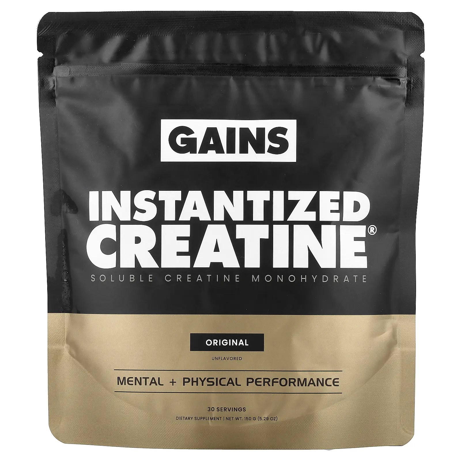 GAINS Instantized Creatine®, Soluble Creatine Monohydrate, Original, Unflavored, 5.29 oz (150 g)