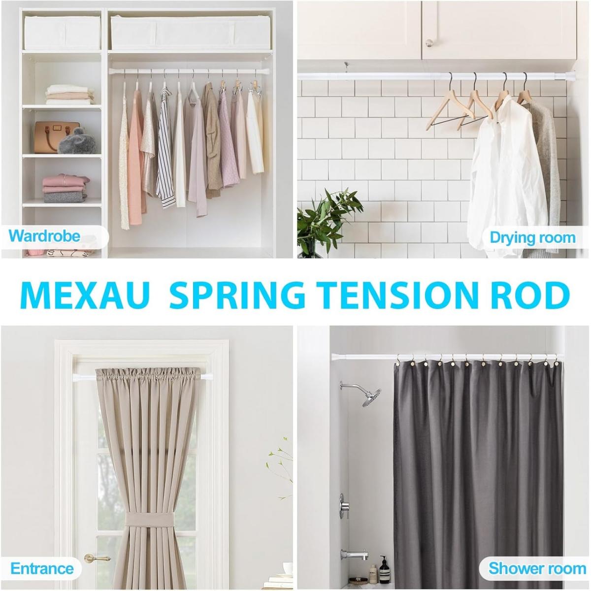 2/4 pcs Telescopic Retractable No Drill Tension Curtain Rod Shower Curtain Rod Kitchen Rod for Hanging Cloths Kitchen Utensils – Adjustable, Durable, and Easy to Install