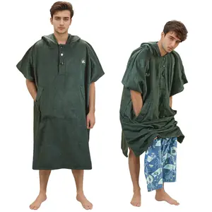 Catalonia Hooded Surf Poncho Changing Towel Robe with Pocket Quick Dry Swim Poncho for Adults Men Women Menswear Bathing Machine Washable Beige Baggy Loungewear Gowns Loungewear Soft