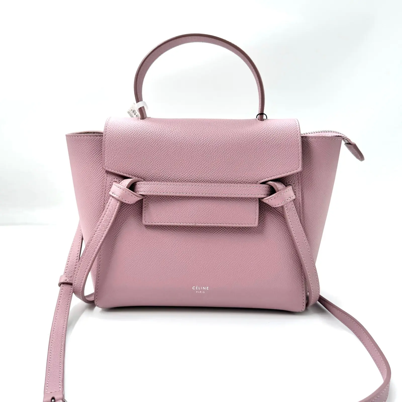 Pre-owned Celine AsShown Shoulder Bags 5486 Grained Calfskin Belt Bag Pink 26.06.19