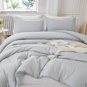 Light Grey Twin/Twin XL Comforter, 2 Lightweight Comforter, Fluffy (66x90In Comforter  1 Pillowcase)