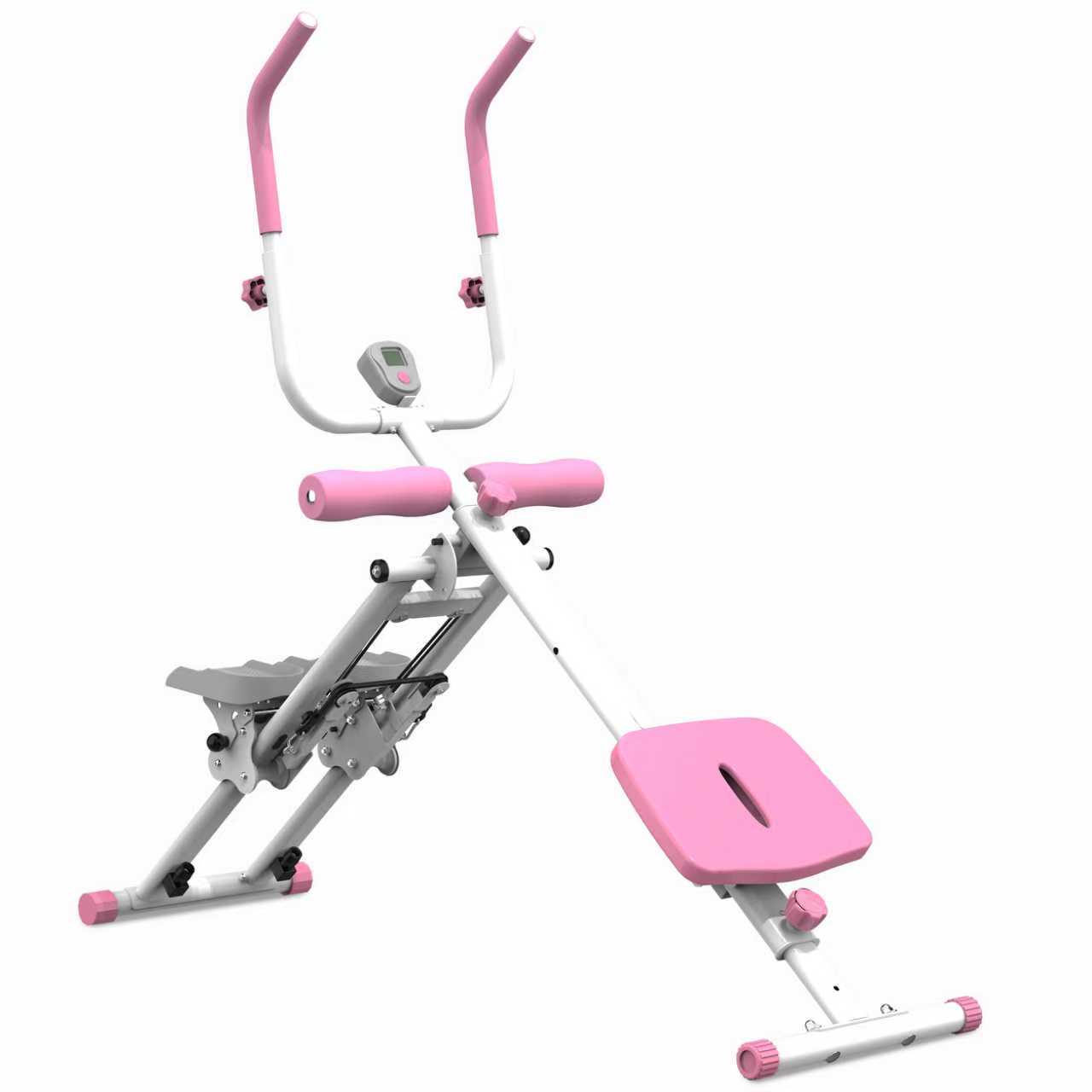 Multifunctional Home Trainer, 2-in-1 Stair Climber and Ab Machine for Full Body Workout, Space Saving Fitness Equipment