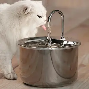 Stainless Steel Pet Water Fountain, 1 Count USB Powered Quiet Automatic Cat & Dog Drinking Dispenser, Splash-proof Pet Water Feeder, Automatic Water Bowl