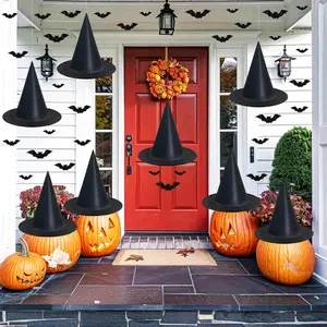 Halloween Decorations Decor Indoor Outdoor,  hats 8 Pack Halloween Witches Hat with 108  Rope & 32 count  Bats,   Hats Witches Costume Accessory for Party Favor