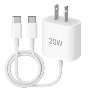 USB-C Fast Charger compatible for iPhone 16 15 Pro Max - 20W Power Adapter, 1.4A, White USB-C Cable, Wall Charger, Compatible with iPhone 16 15 Pro