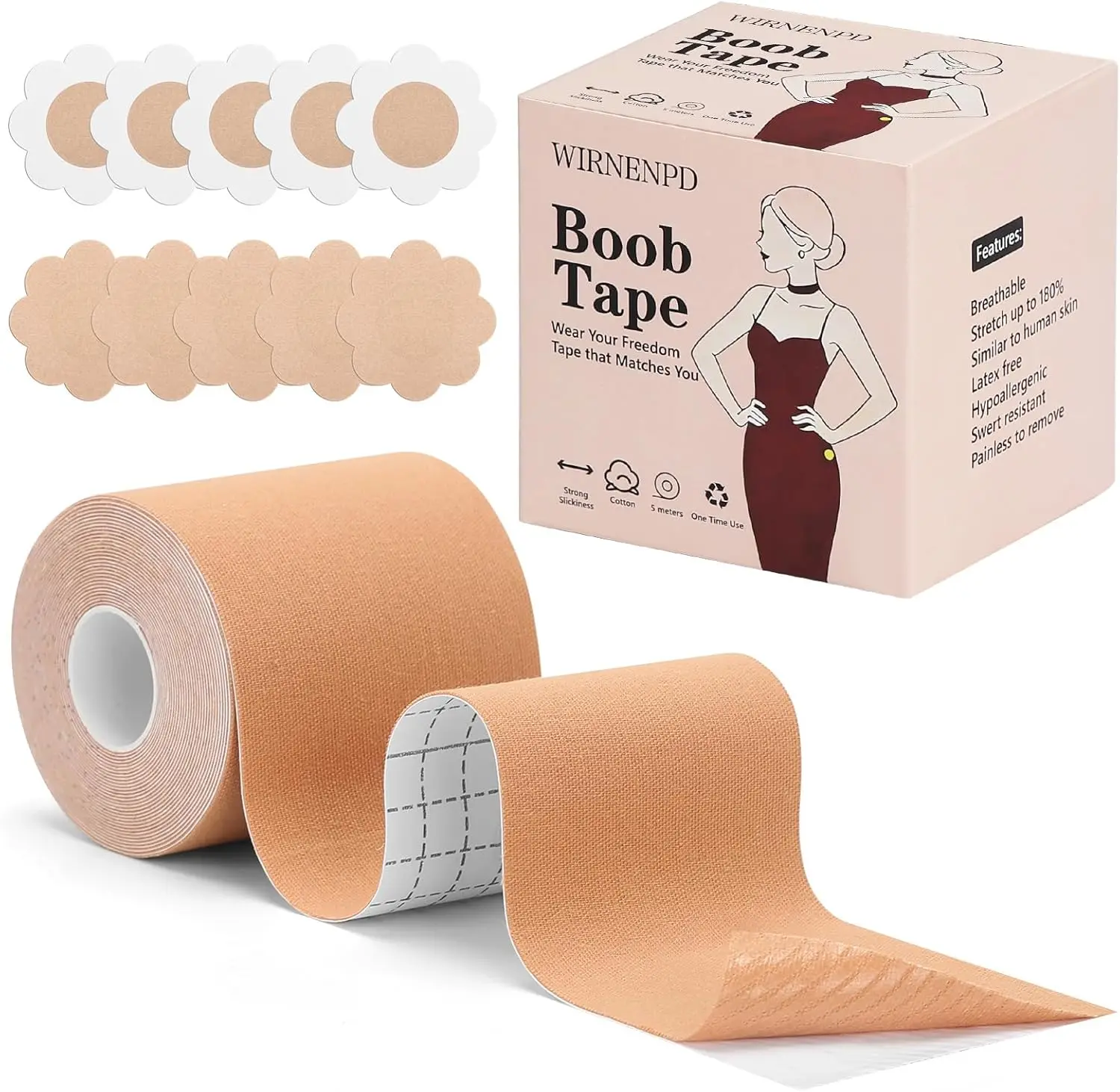 Boob Tape &Breast Lift Tape for Women|Waterproof, Sweat Proof, Sticky & Push Up Adhesive Bra Body TapeGift.
