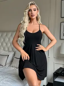 Women's Lace Patchwork Strap Sleepwear Set, Fitted High Stretch Soft Breathable Fabric, All Season Comfort, Easy Movement