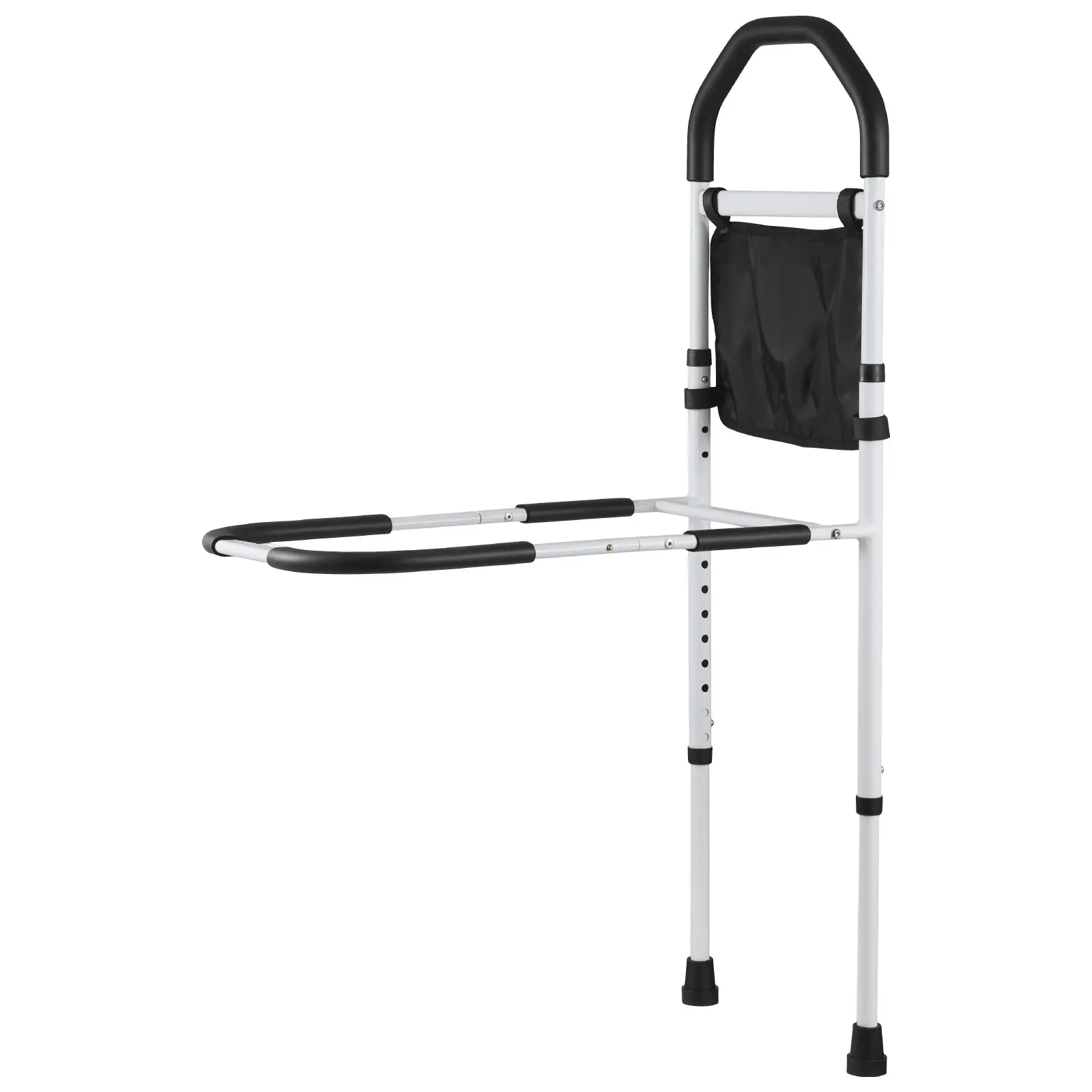 VEVOR Carbon Steel Bed Rail, 300 Lbs/136 Kg Capacity, Height-Adjustable 13.2 x 22 x (28.9–39) in Bedside Assist Rail for Elderly, Fall Prevention, Anti-Slip Curved PU Handrail, Supporting Leg, Easy Install for King, Queen, Full, Twin, Double Beds
