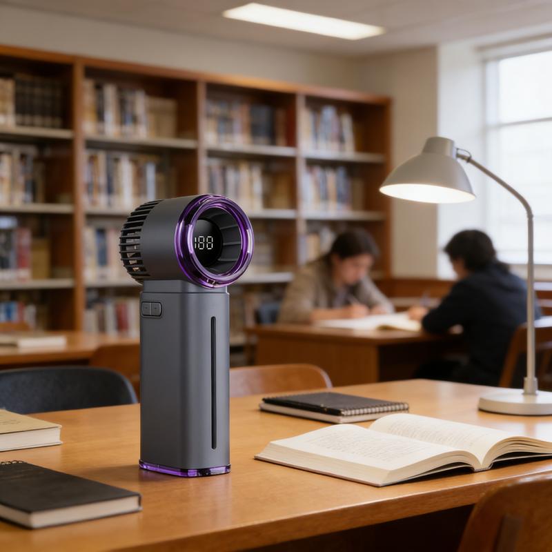 15000RPM High-Speed Spray Cooling Fan, 199-Speed Handheld Portable Fan & Mini Desktop Humidifier, Smart Digital Display, 4000mAh Rechargeable Battery, for Travel/Outdoor/Home/Office, Gray