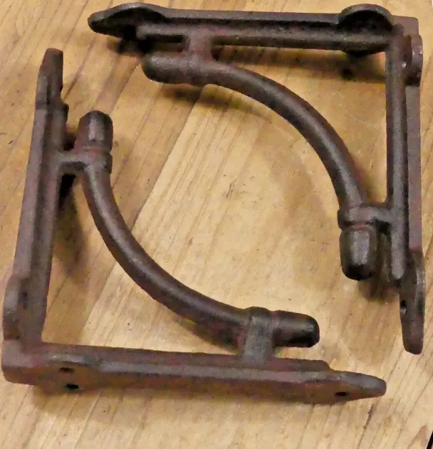 2 Shelf Brackets Corbels Wall Cast Iron SMALL Rustic Farmhouse 4 3/8" X 4 3/8"