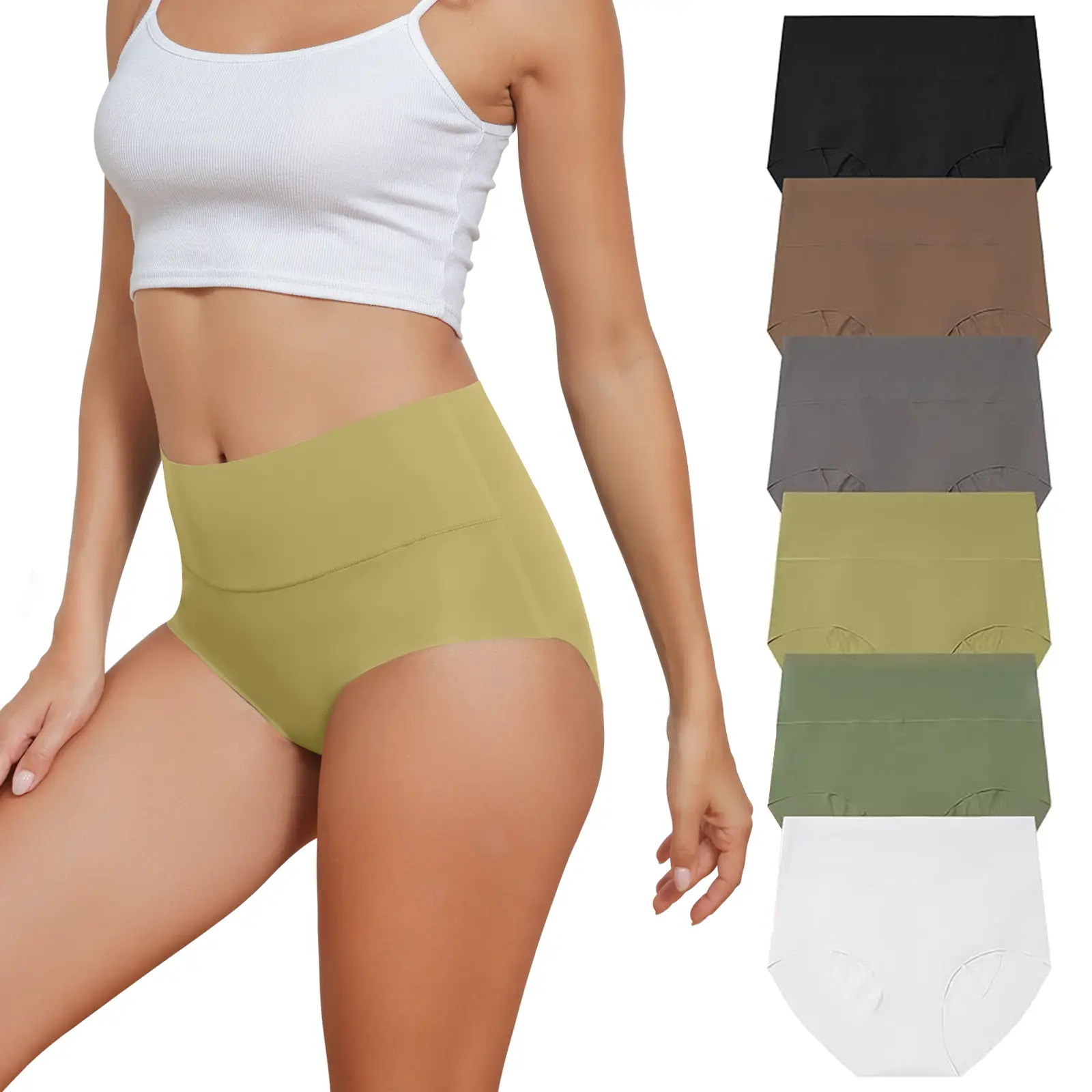 LEVAO High Waisted Underwear for Women Seamless No Show Full Coverage Briefs Breathable Invisible Panties 6 Pack S-XXL