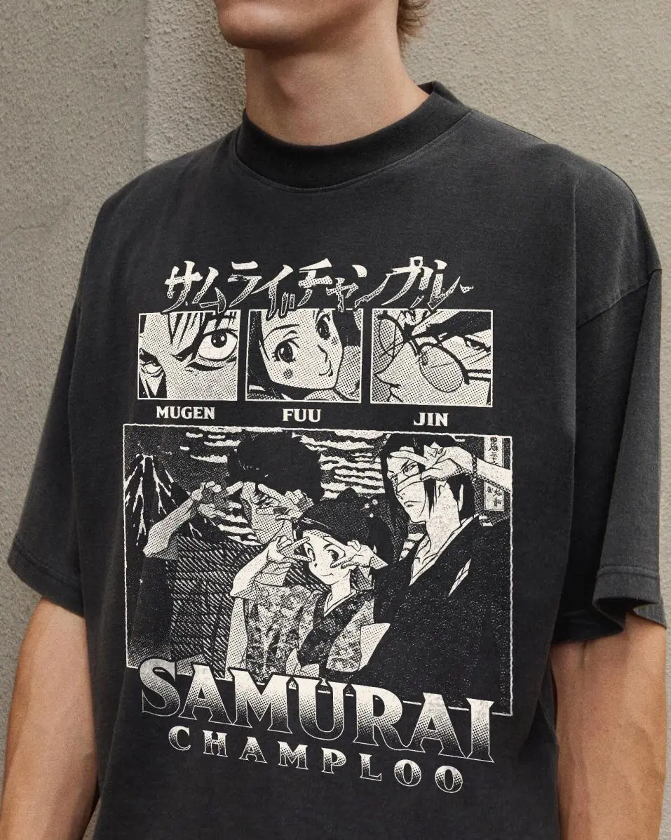 Samurai Champloo | Anime Street Tee | Oversized Graphic T-Shirt | Vintage Graphic Shirt, Full Size Range, Perfect Fit for Everyone, Comfortable Stretch, Moves with You