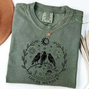 Comfort Colors Support Your Local Murder Shirt for Crow Lovers, Nature Lovers, Funny Crow Shirt, Goblincore Shirt, Lunar Phase Shirt