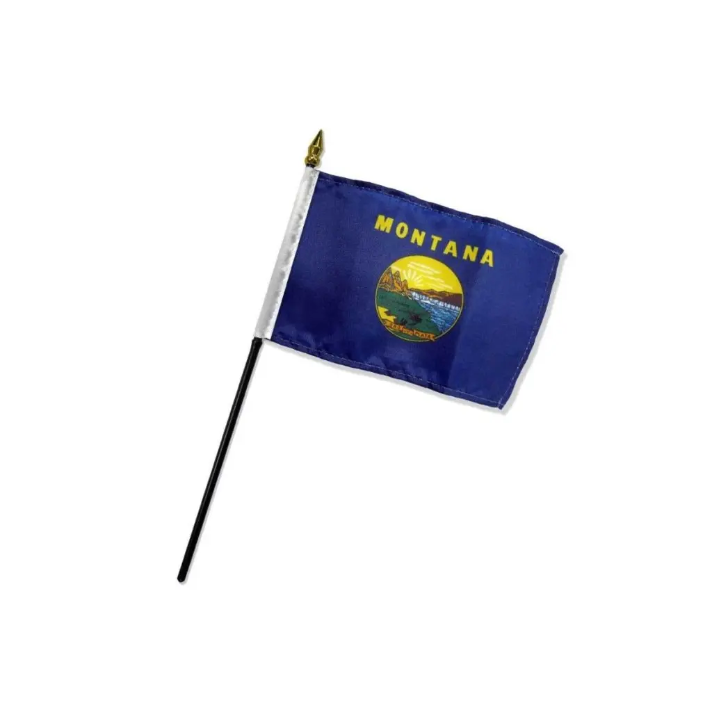 Montana 4x6in Plastic Stick Flag, Bright Print Banner, Desk Display Print Home & Festive Party Supply